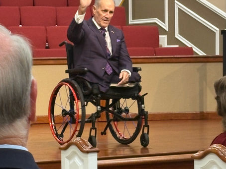 Tim Lee preaching at West Jacksonville Baptist Church, sharing his story of faith and purpose after life-changing hardship