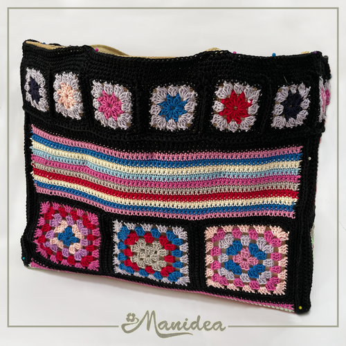 GRANNY BAG by MANIDEA | Borsa in juta rivestita all'uncinetto