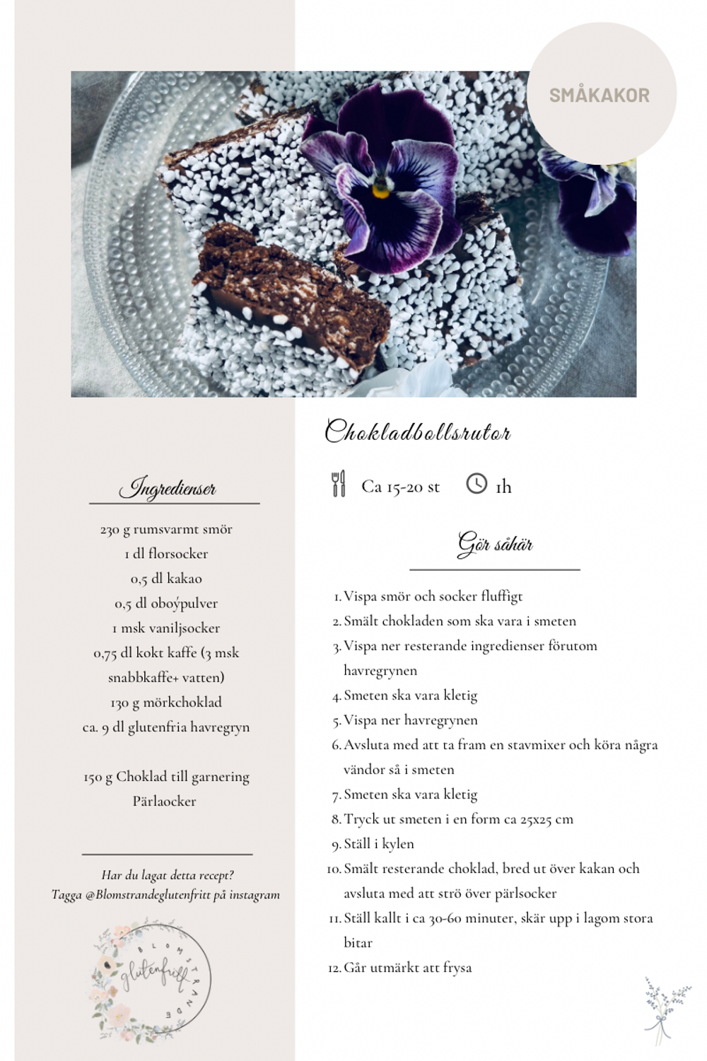 Chokladbollsrutor – recept