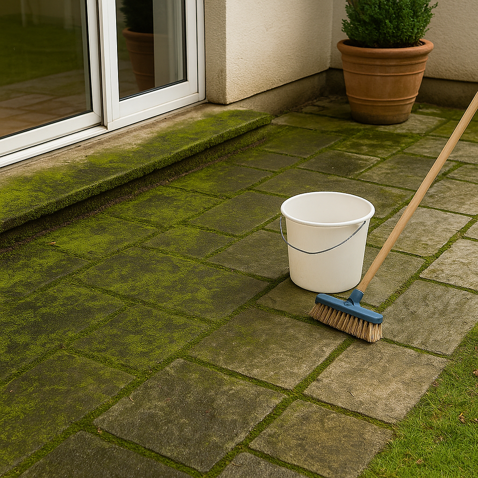 Algen und Moos auf Steinflächen