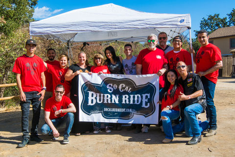 Volunteers burn survivor biker charity motorcycle event los angeles