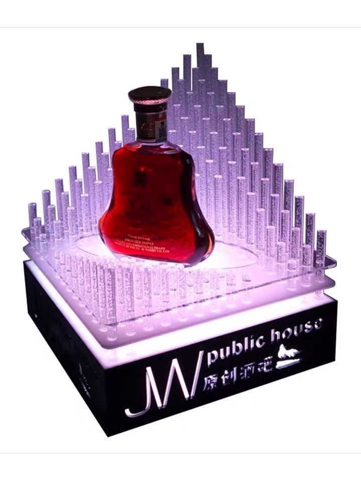 Miniature : LED Rechargeable Wine Rack KTV Colorful Champagne Wine Tray Display Stand