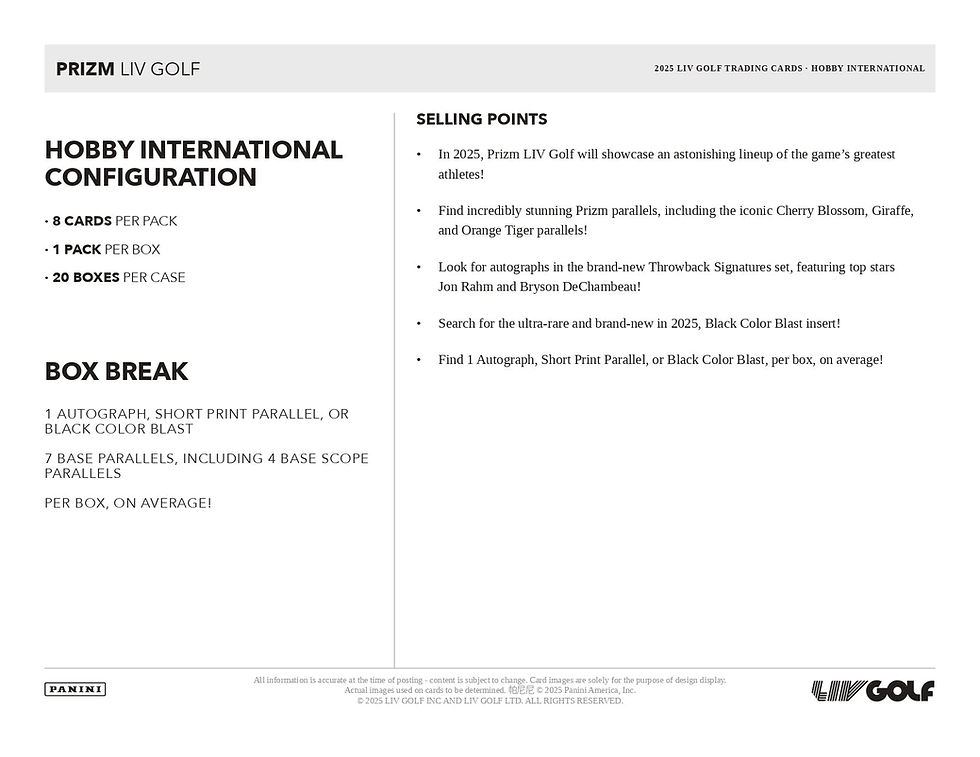 Thumbnail: 2025 LIV Panini Prizm Golf International Hobby Box