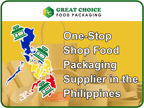 Various food packaging products including meal containers, PET cups, and kraft boxes displayed on a clean layout – perfect for restaurants, cafes, and food startups in the Philippines.