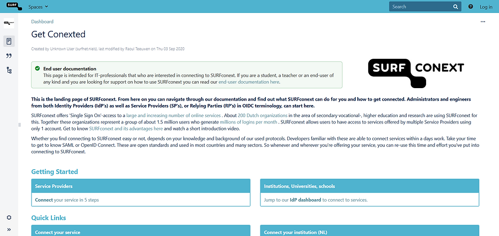 SURFConext wiki page included in the Crowd migration