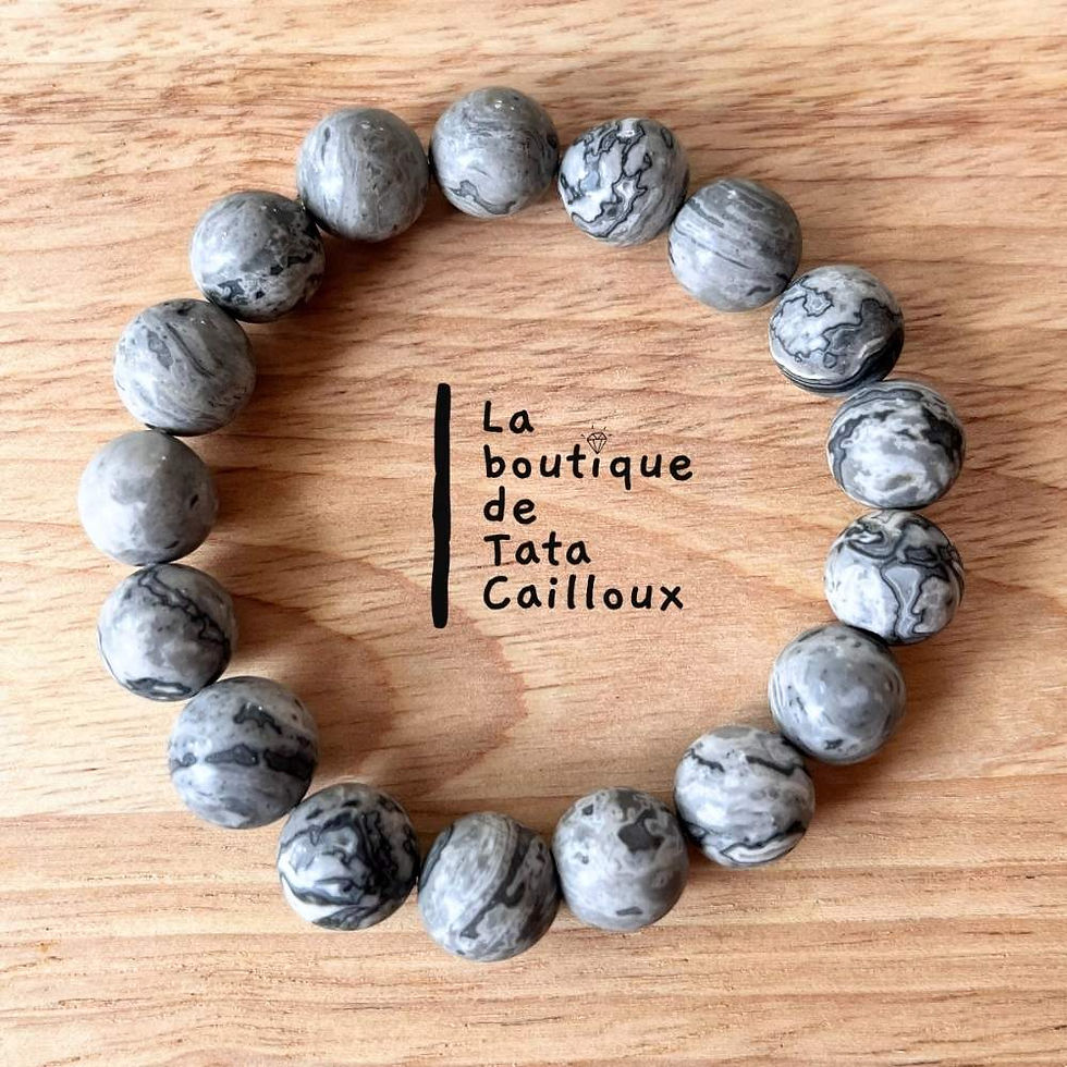 Bracelet jaspe paysage gris