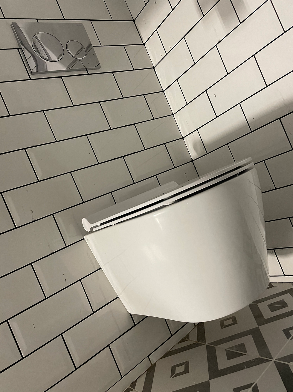 close up new build bathroom completion toilet