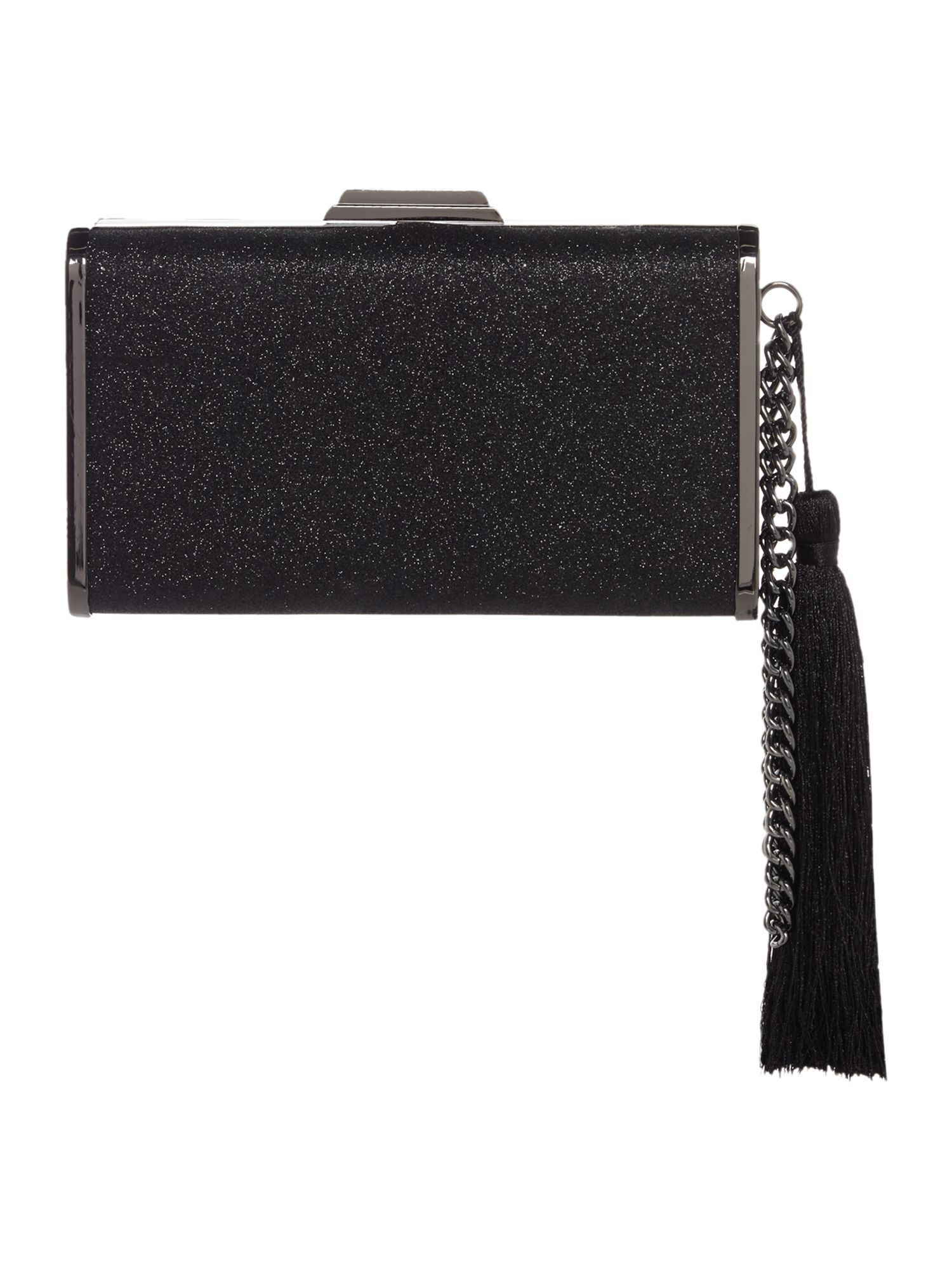 ISSA Tassle box clutch bag, Black