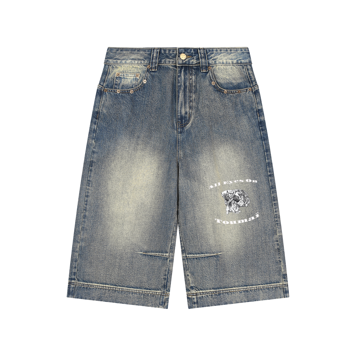 Vintage Wash Baggy Denim Shorts