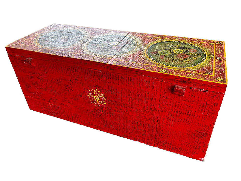 Hình thu nhỏ: BX62 Hộp gỗ chứa đồ vẽ tay kiểu Ấn Độ