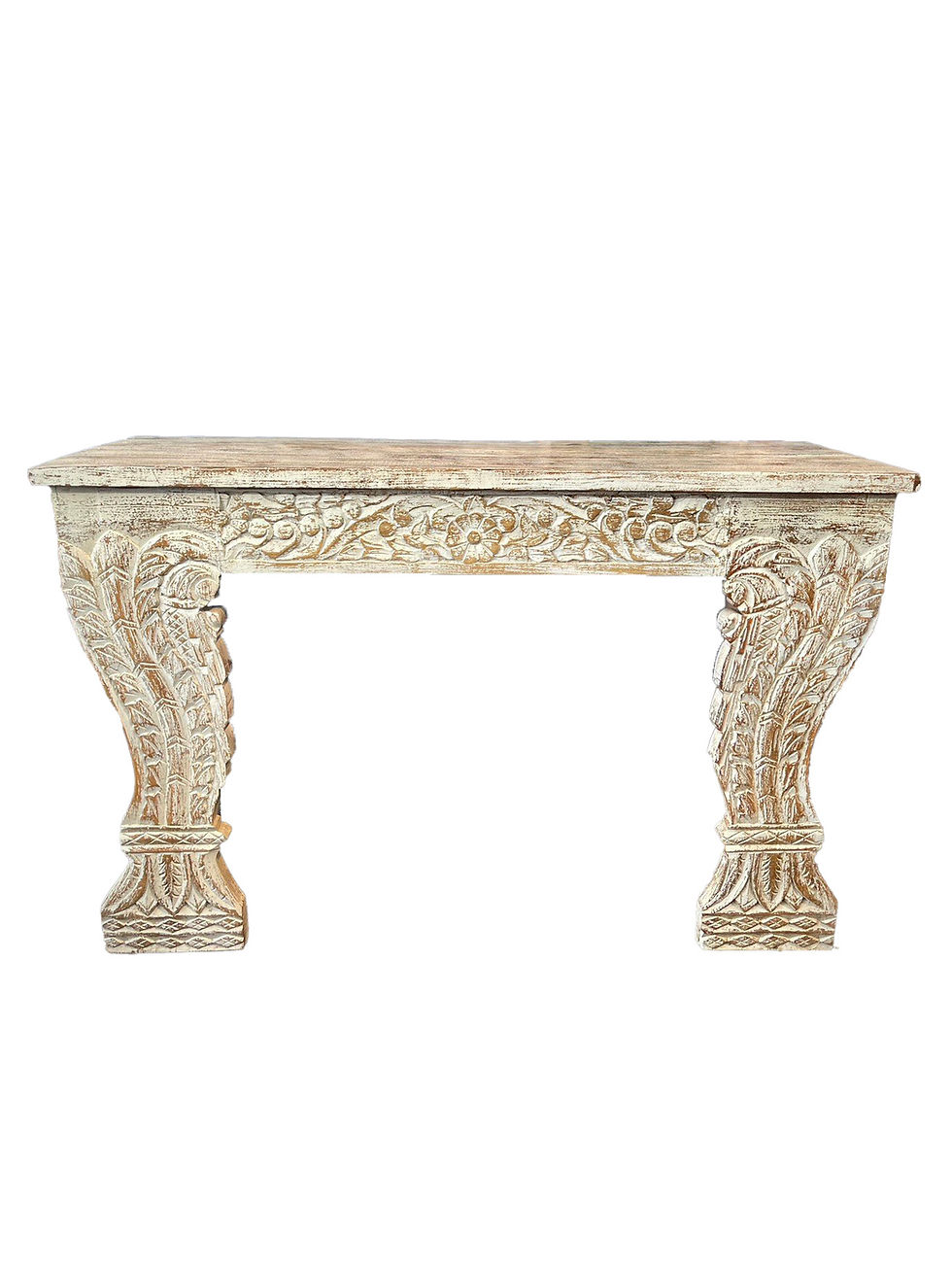 Hình thu nhỏ: CL66 Bàn console gỗ chạm khắc phủ trắng
