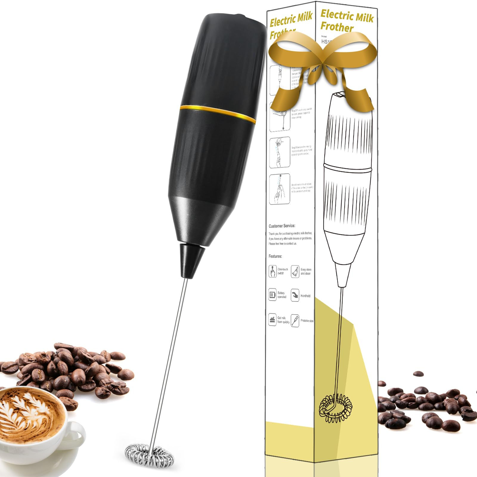 Milk Frother HandheldMini Drink Mixer and Coffee Blender Frother for Coffee Bar 