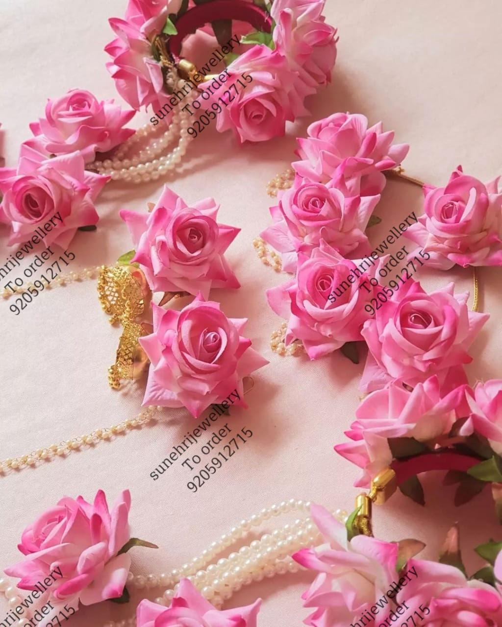 beautiful Pink Rose Flower Set