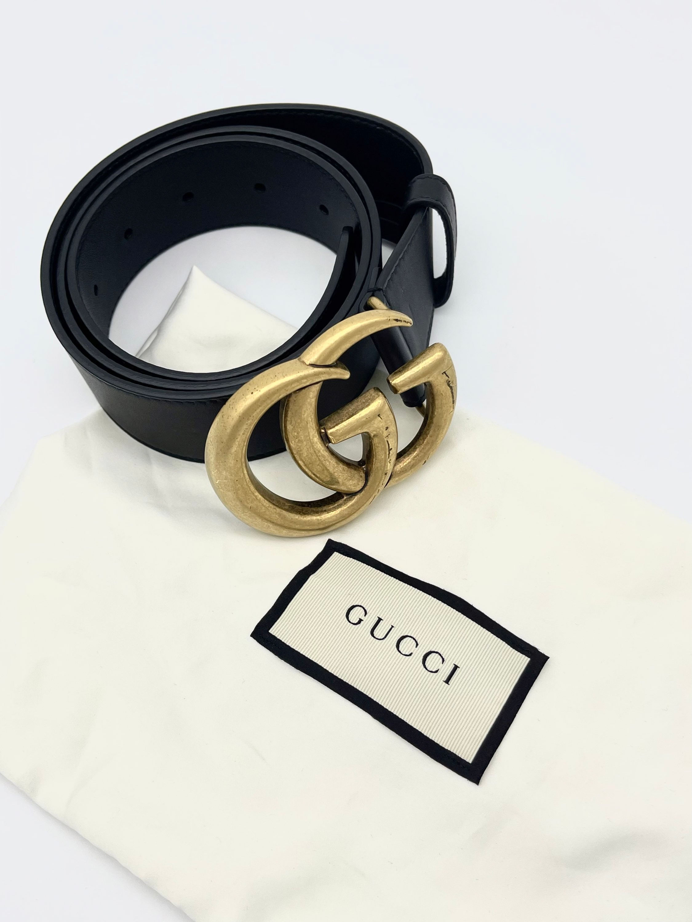Pre-loved Gucci GG Buckle Black Calf Leather Belt