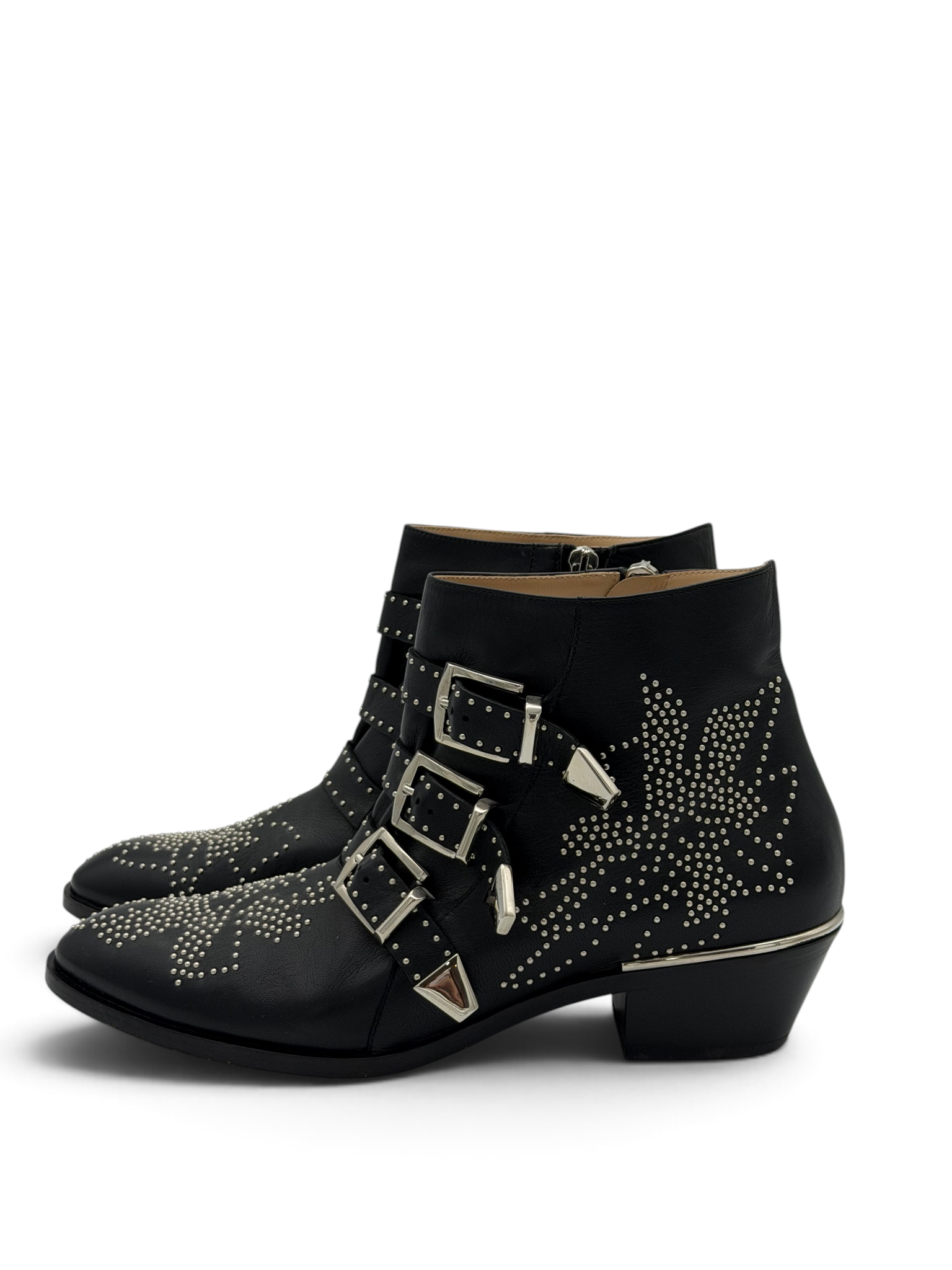 Chloe Susanna Studded Leather Ankle Boots Black