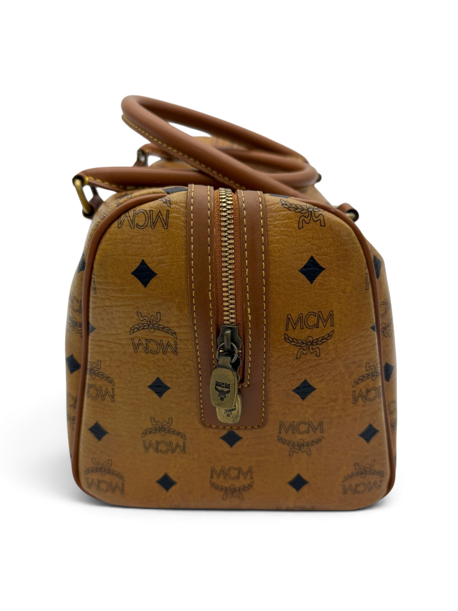 MCM Vintage Cognac Visetos Boston Bag image 4