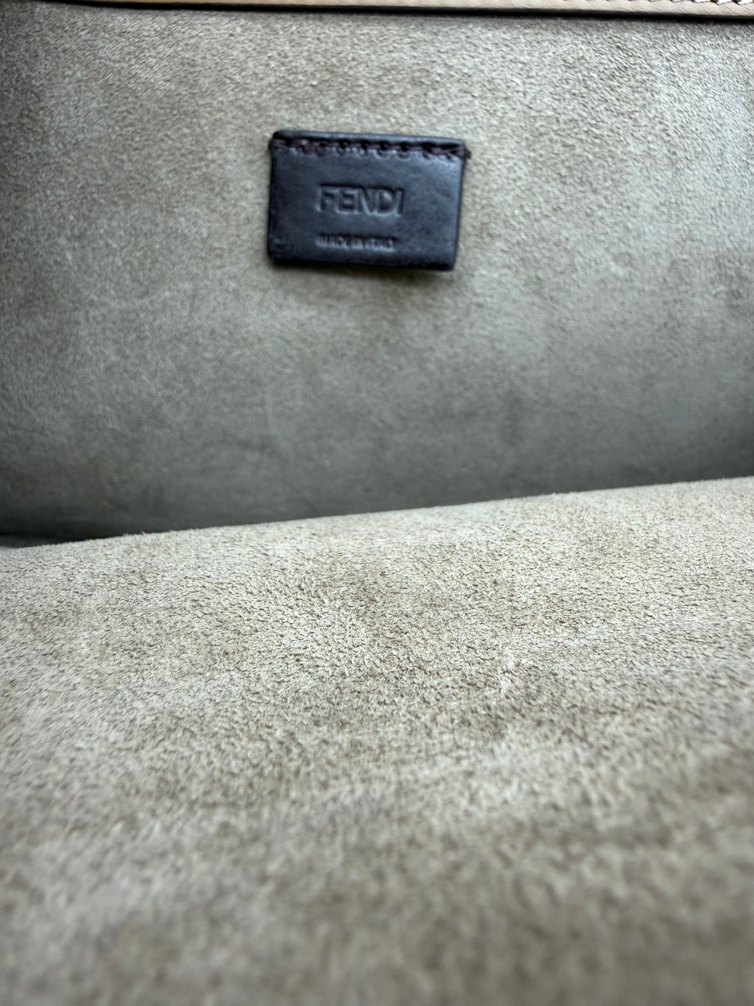 Fendi Zucca FFLogo Canvas & Leather Clutch/Messenger Bag Brown