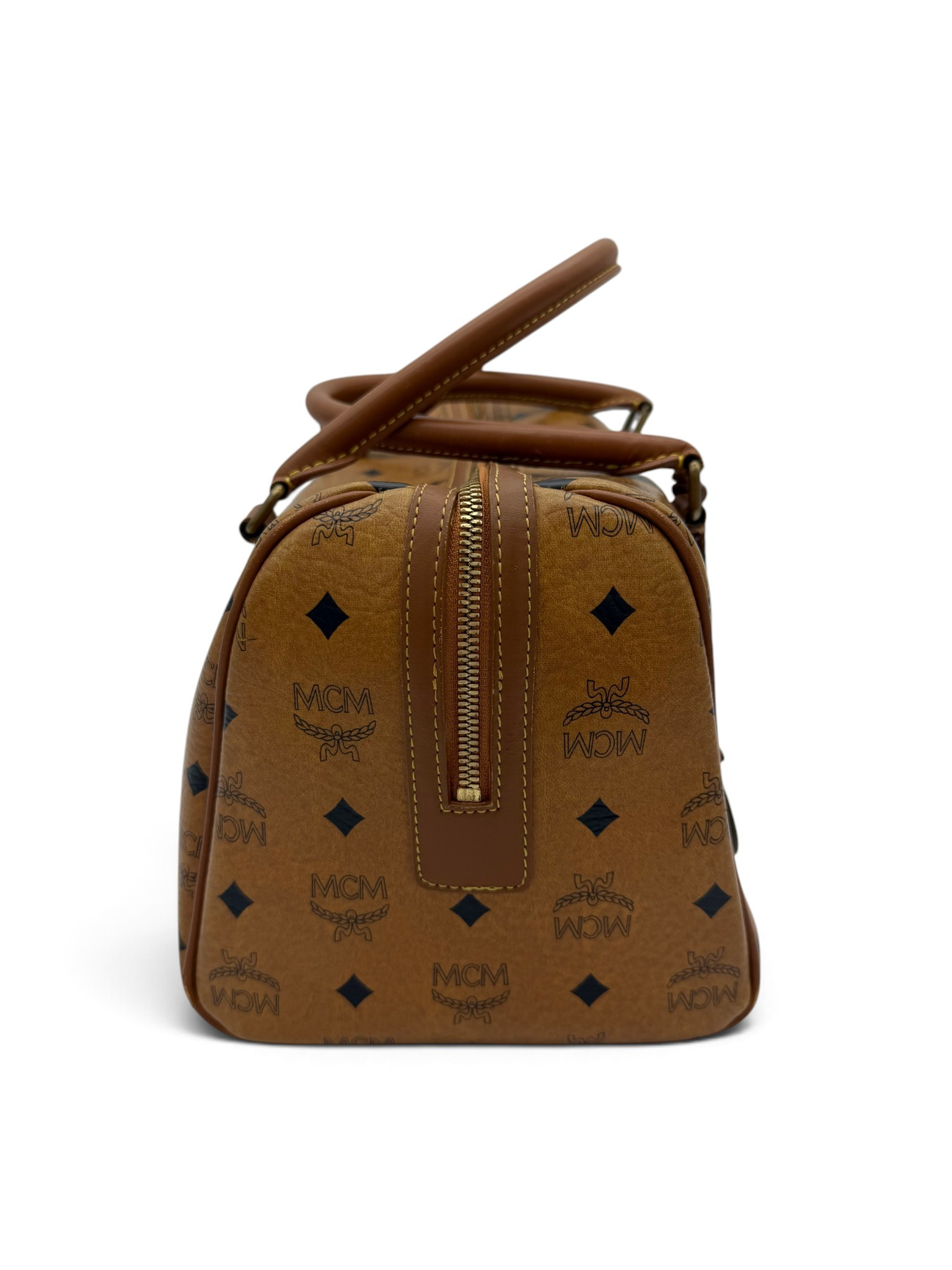 MCM Vintage Cognac Visetos Boston Bag image 3