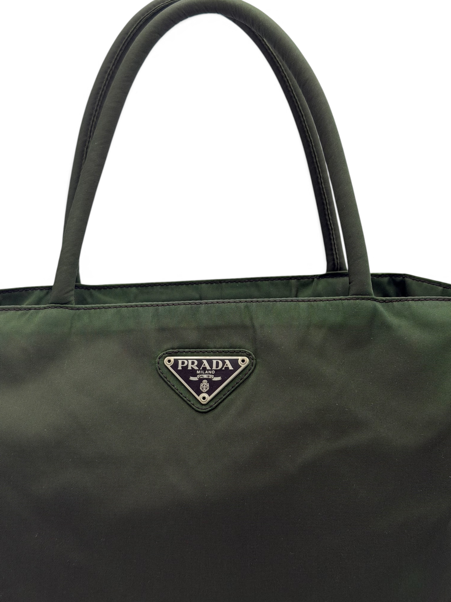 Prada Vintage Olive Green Tessuto Nylon Tote image 3