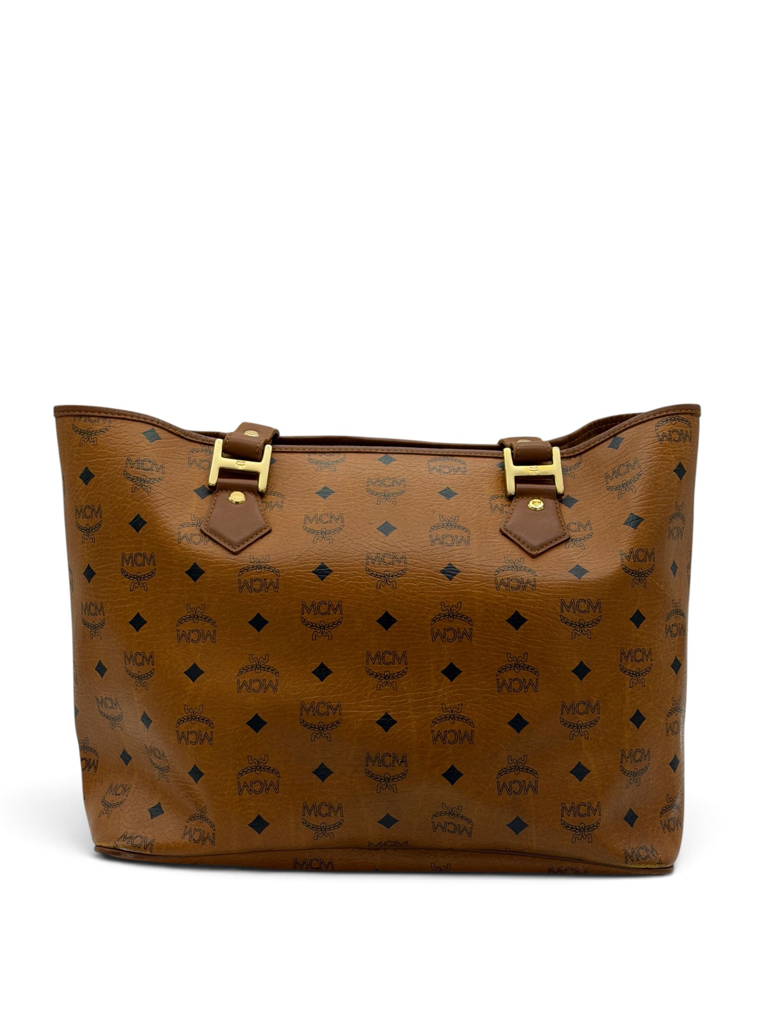 MCM Vintage Visetos Cognac Shopper Tote image 2