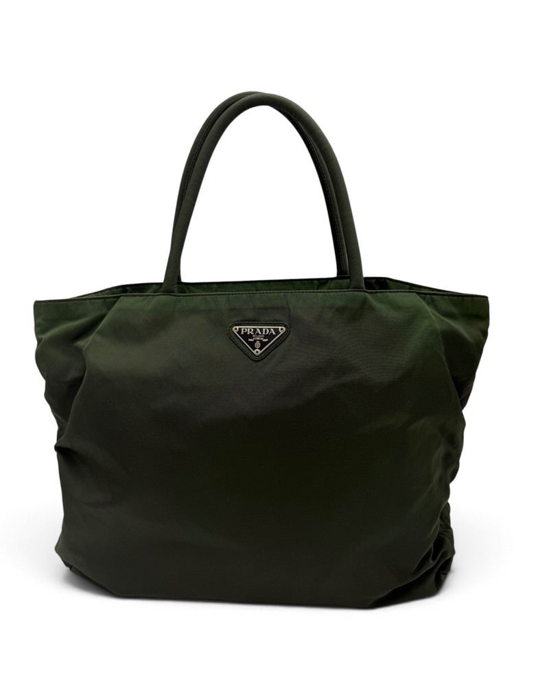 Prada Vintage Olive Green Tessuto Nylon Tote