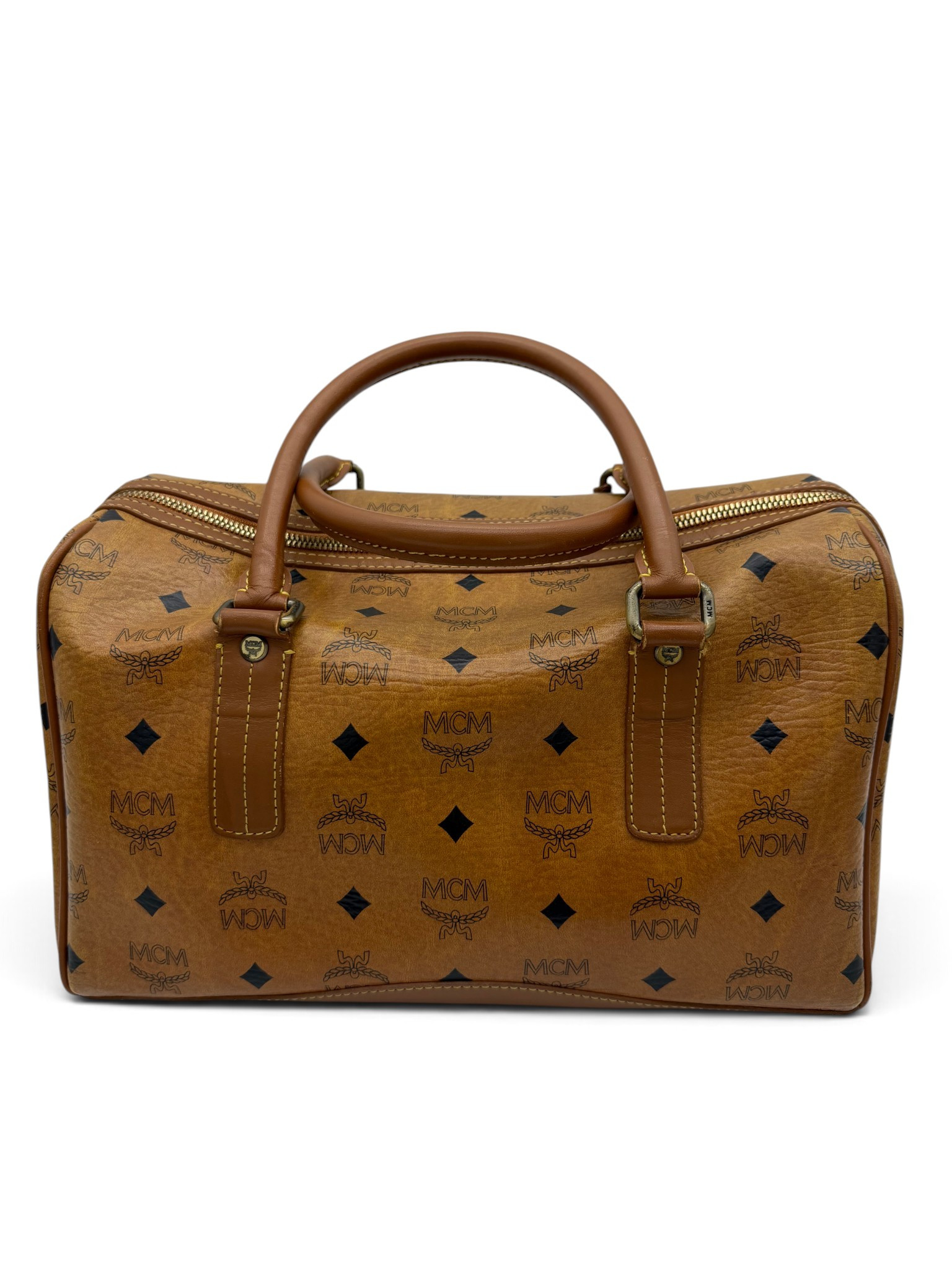 MCM Vintage Cognac Visetos Boston Bag image 2