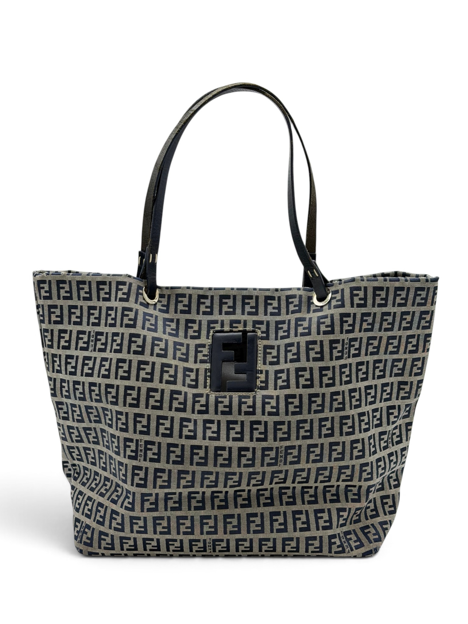 Fendi Vintage Zucca FF Canvas Tote - Navy/Grey