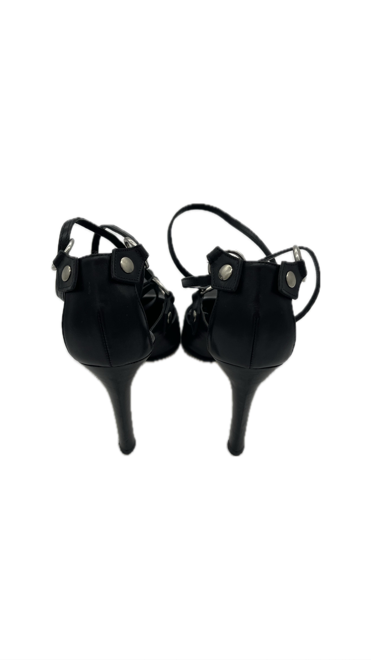 Sergio Rossi Black Leather Ankle Loop Strap Pointed Toe Pump image 2
