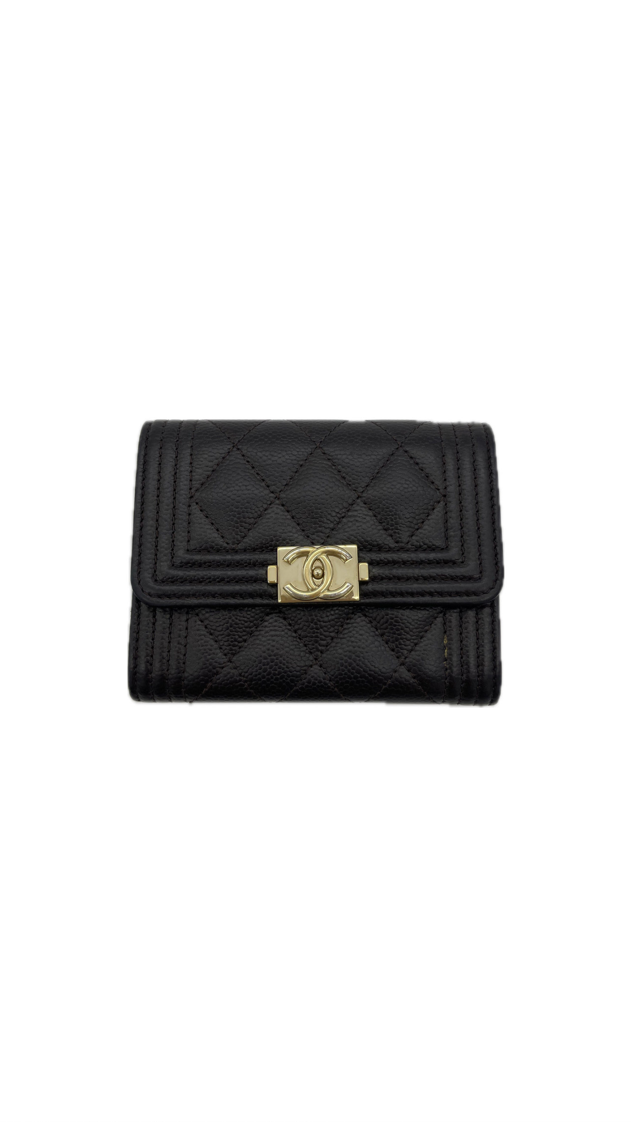 Chanel Caviar Quilted Compact Boy Wallet — pre-loved Chanel at The Handbag Room Australia