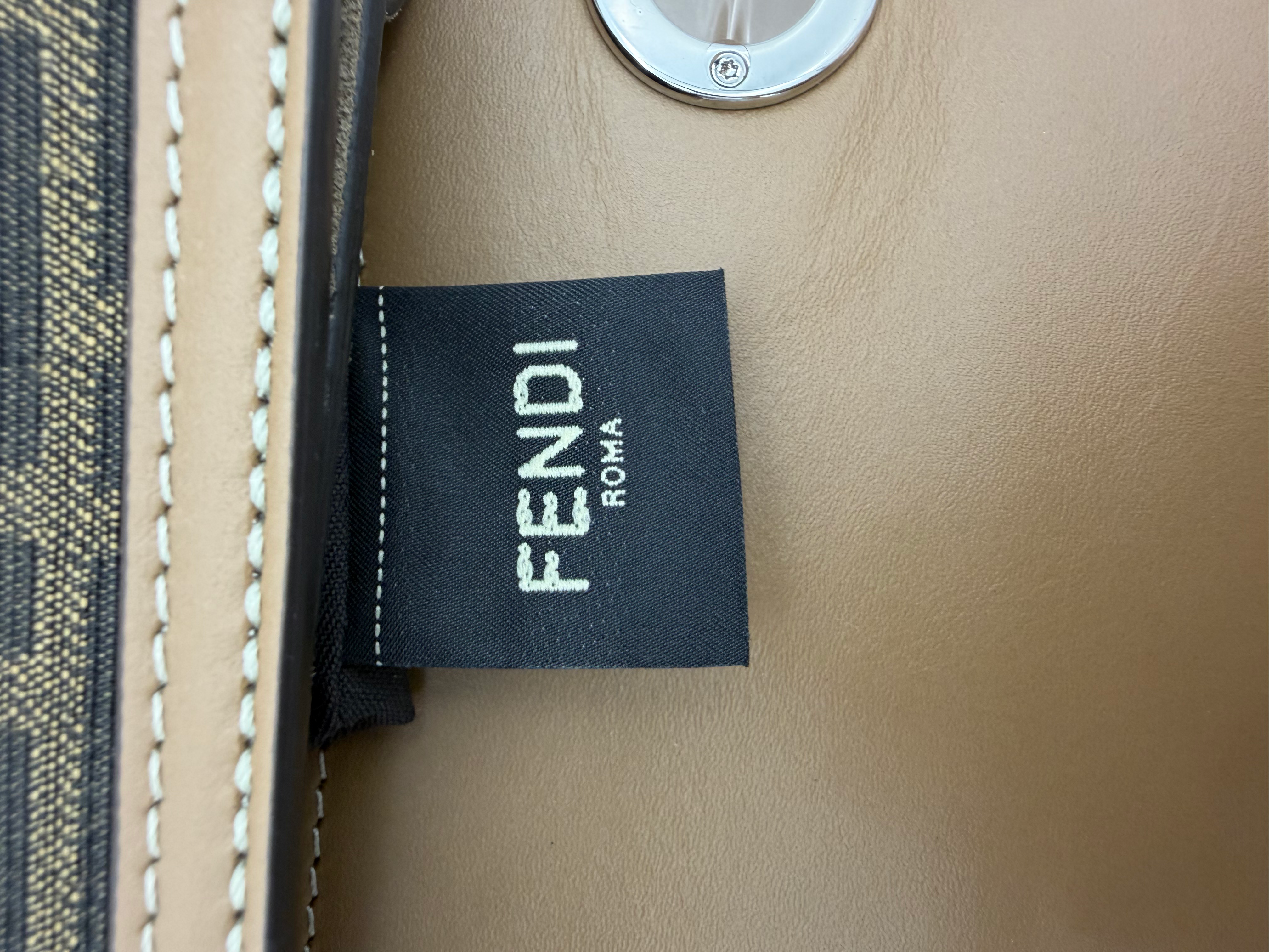 Fendi Zucca FFLogo Canvas & Leather Clutch/Messenger Bag Brown