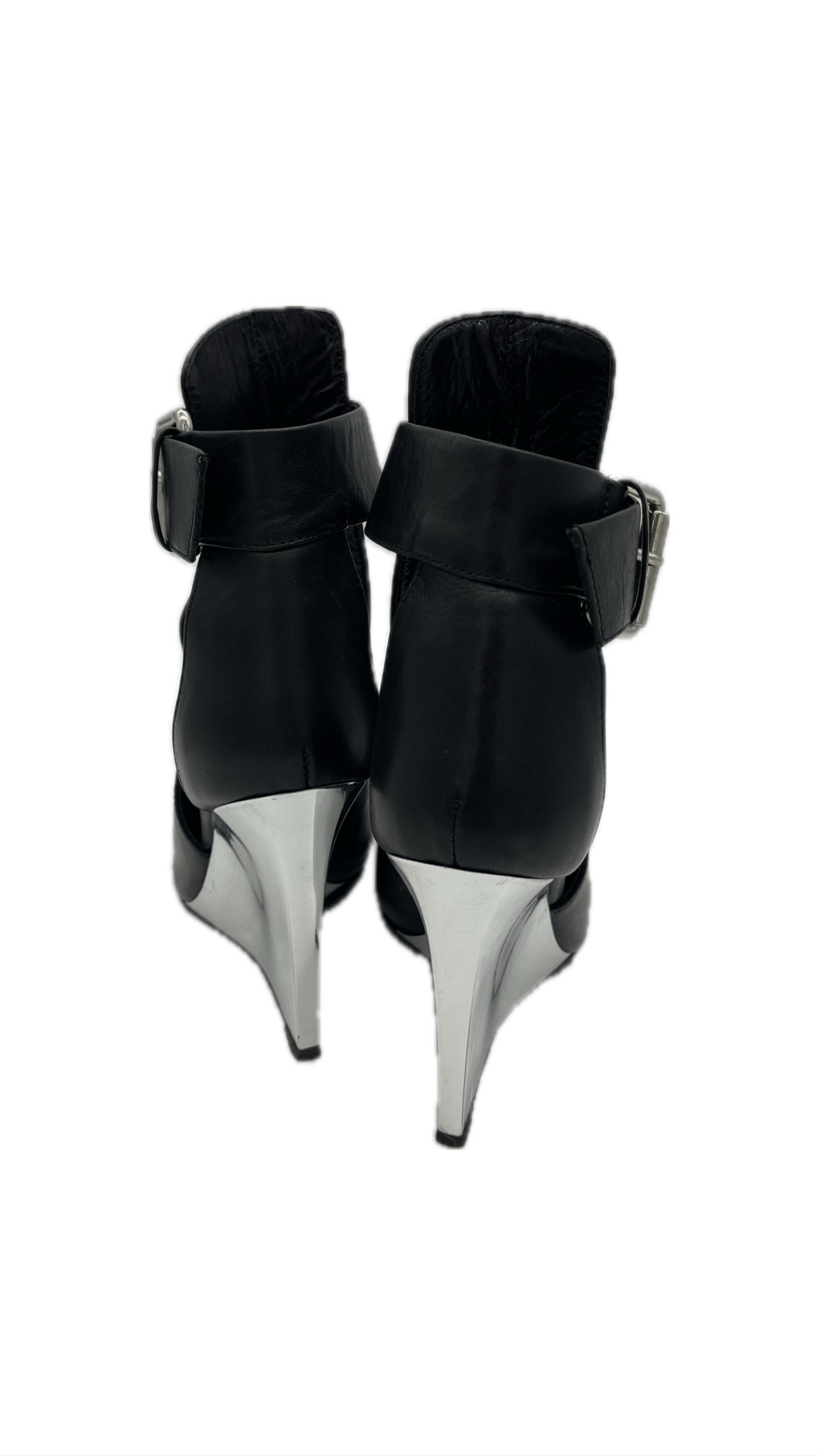 Alexander McQueen Black Lambskins Leather Wedge Sandal image 3