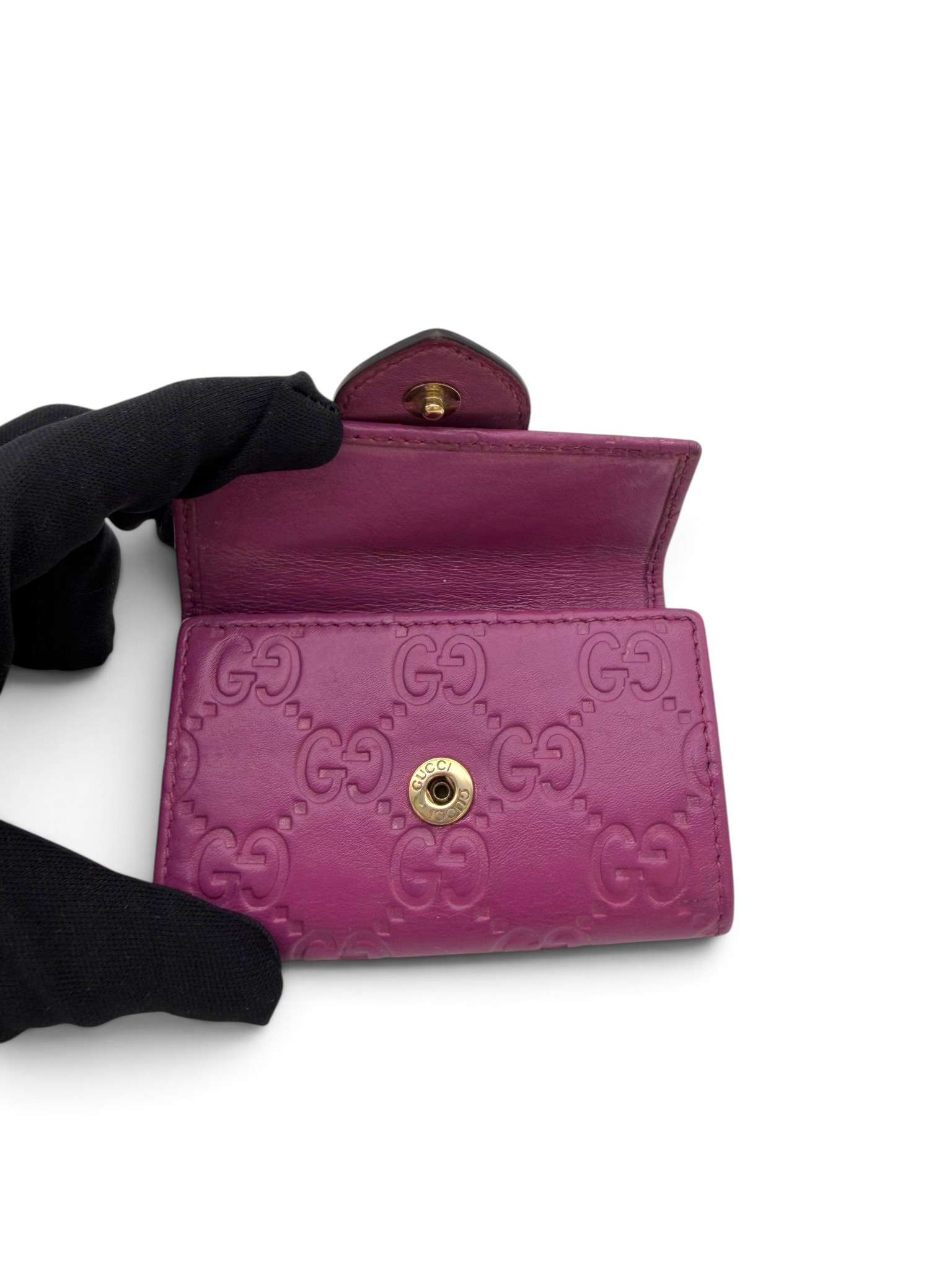 Pink Gucci Guccissima Leather Key Case image 3