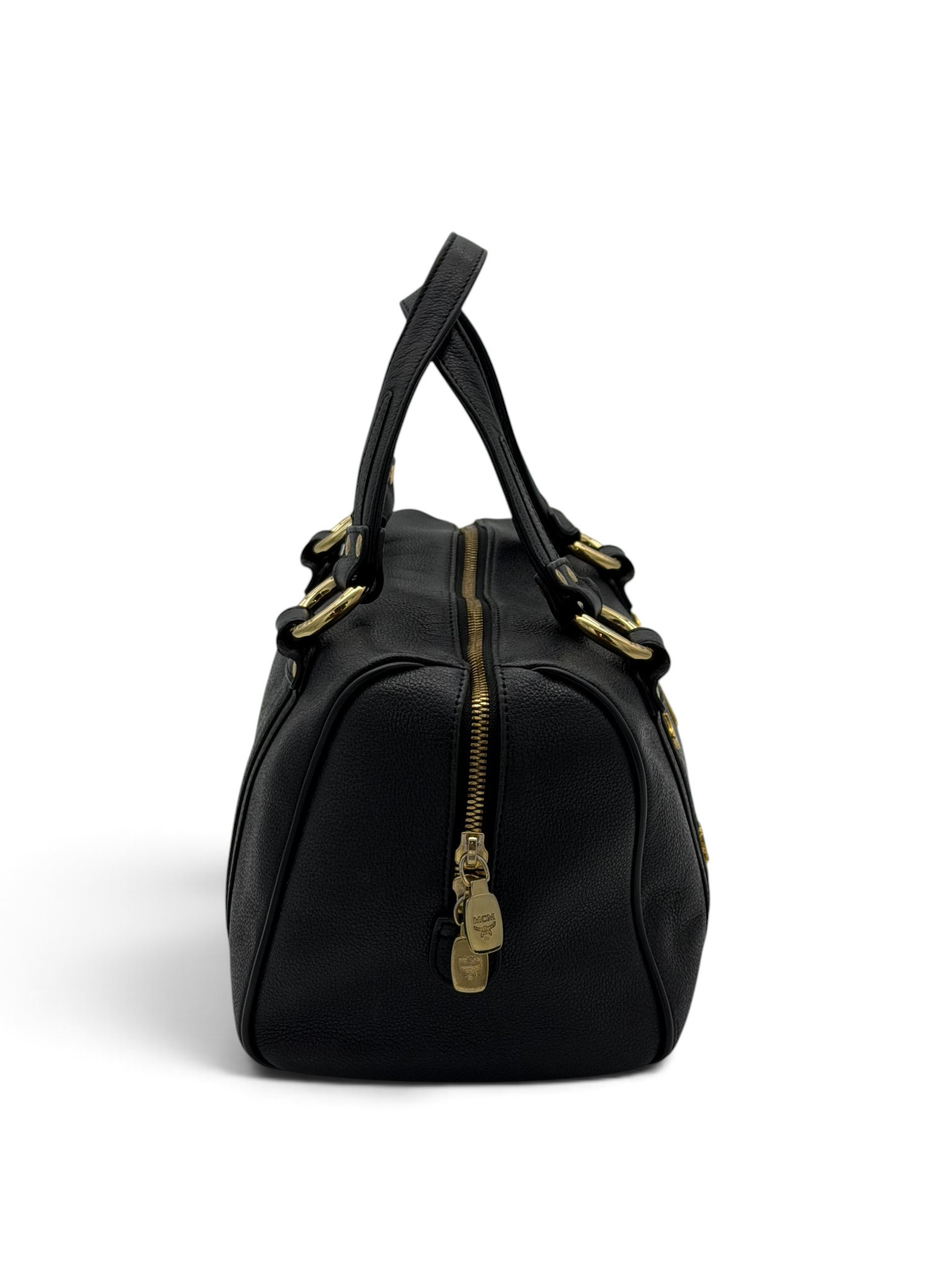 MCM Black Leather Boston Bag image 2