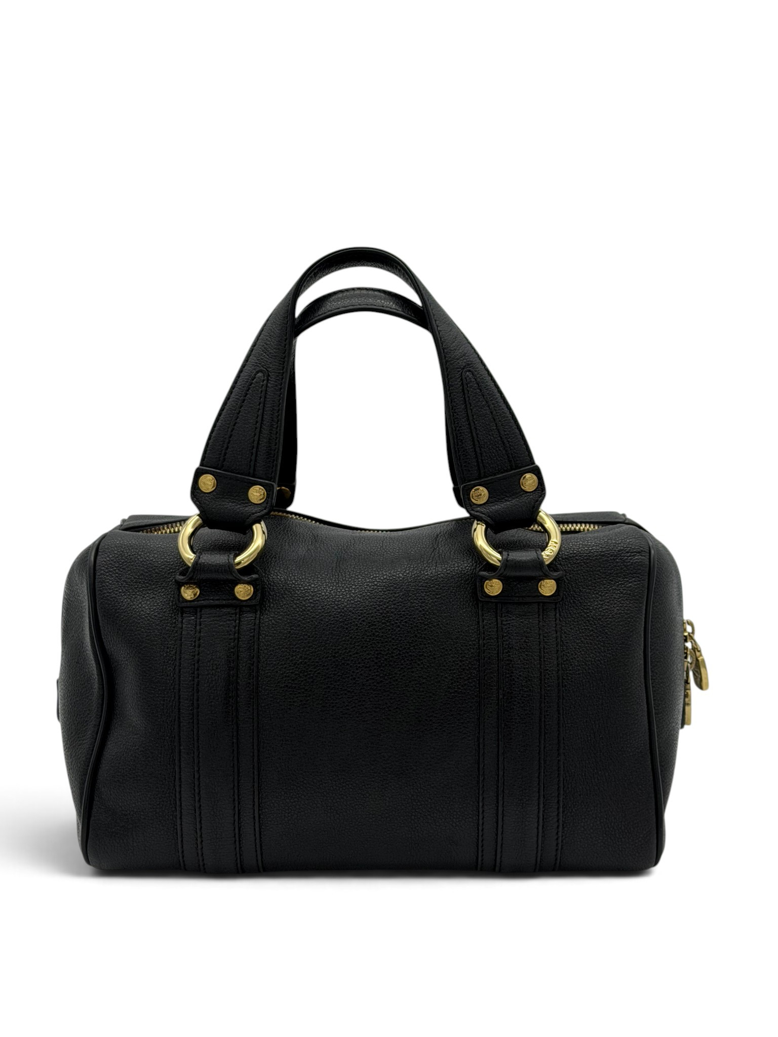 MCM Black Leather Boston Bag image 3
