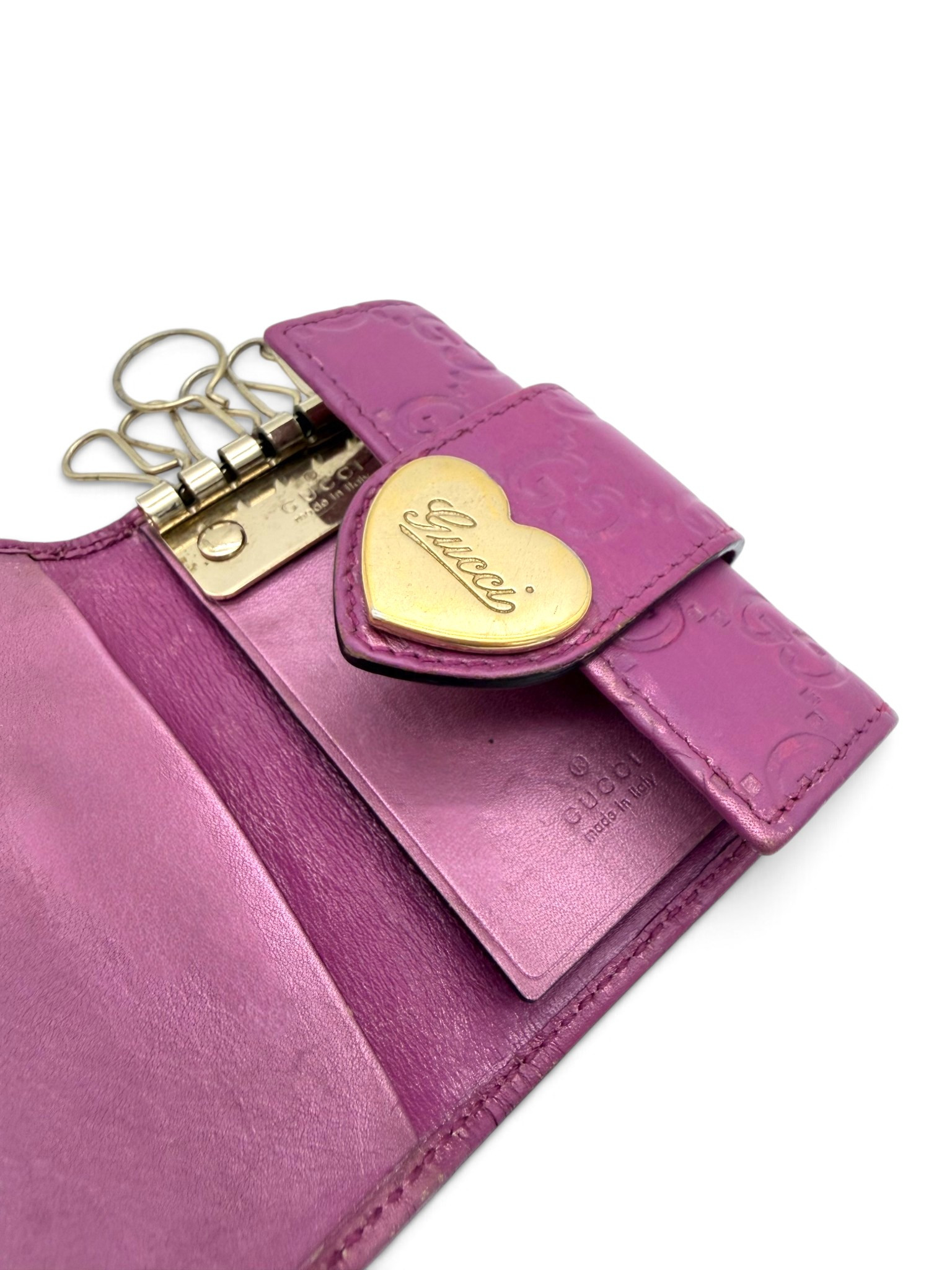 Pink Gucci Guccissima Leather Key Case image 4