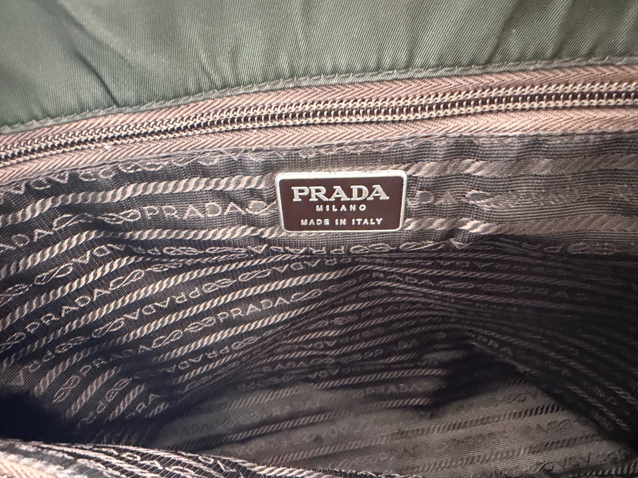 Prada Vintage Olive Green Tessuto Nylon Tote image 5