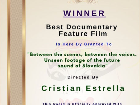 "Between the scenes, between the voices. Unseen footage of the future sound of Slovakia" Won Best Documentary Feature Film Award !!! Congratulations !!!
