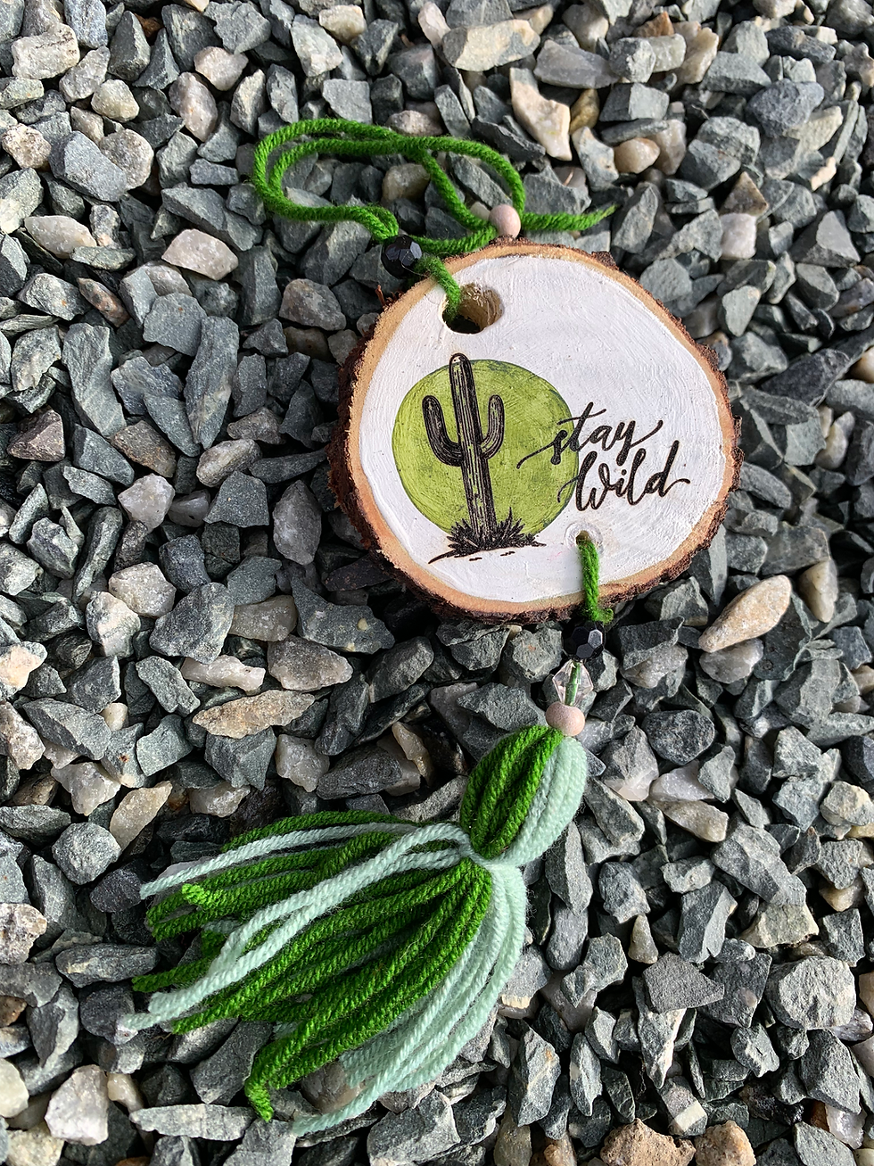 Stay wild rear view mirror charm