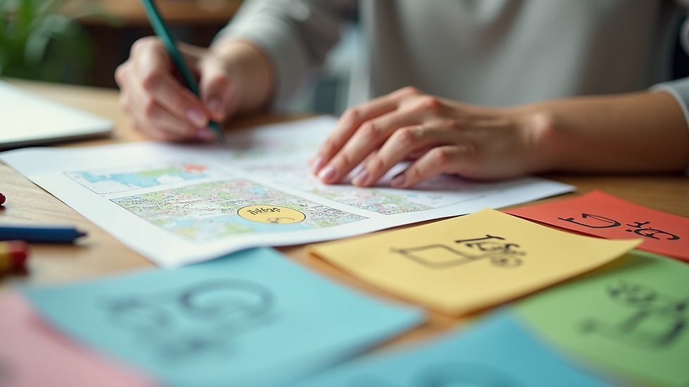 close-up view of colorful English learning materials