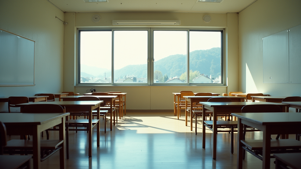 Wide angle view of a language school in Toyama