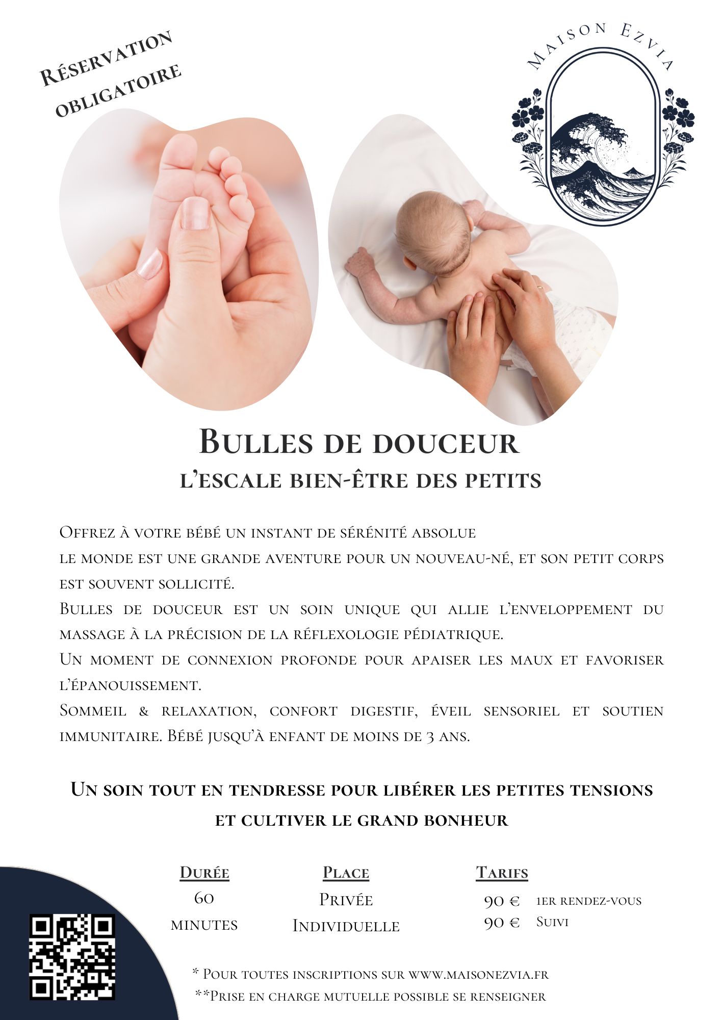 Bulle de douceur combo massage / réflexologie bébé à enfant 3 ans