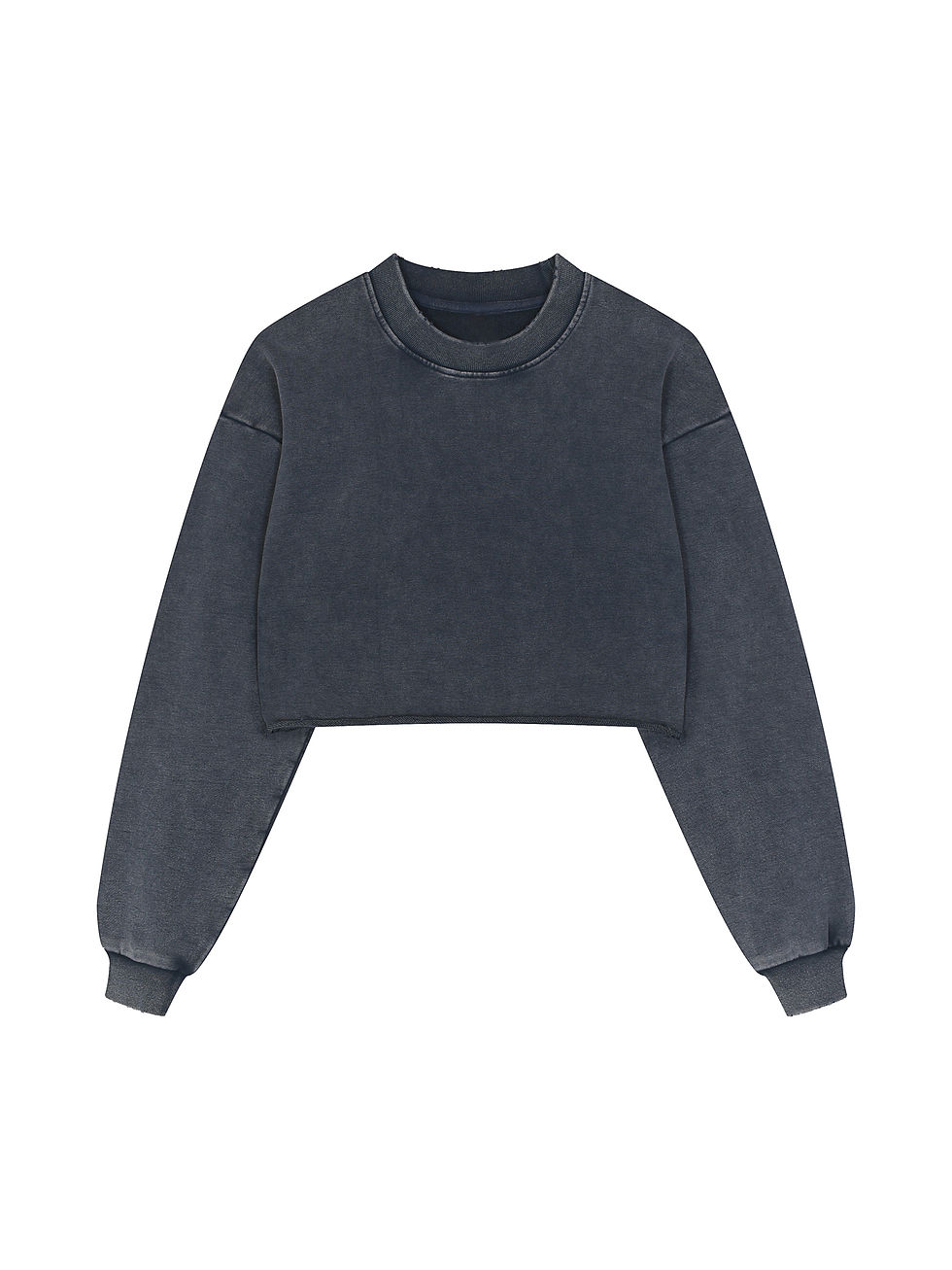 Thumbnail: Snow Washed Raw Edge Cropped Sweatshirt