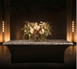 Black Spandex With Brown Swirl Top metal table tops metal table toppers aluminum table topper metal