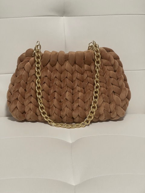 Thumbnail: Caramel + Gold knit purse