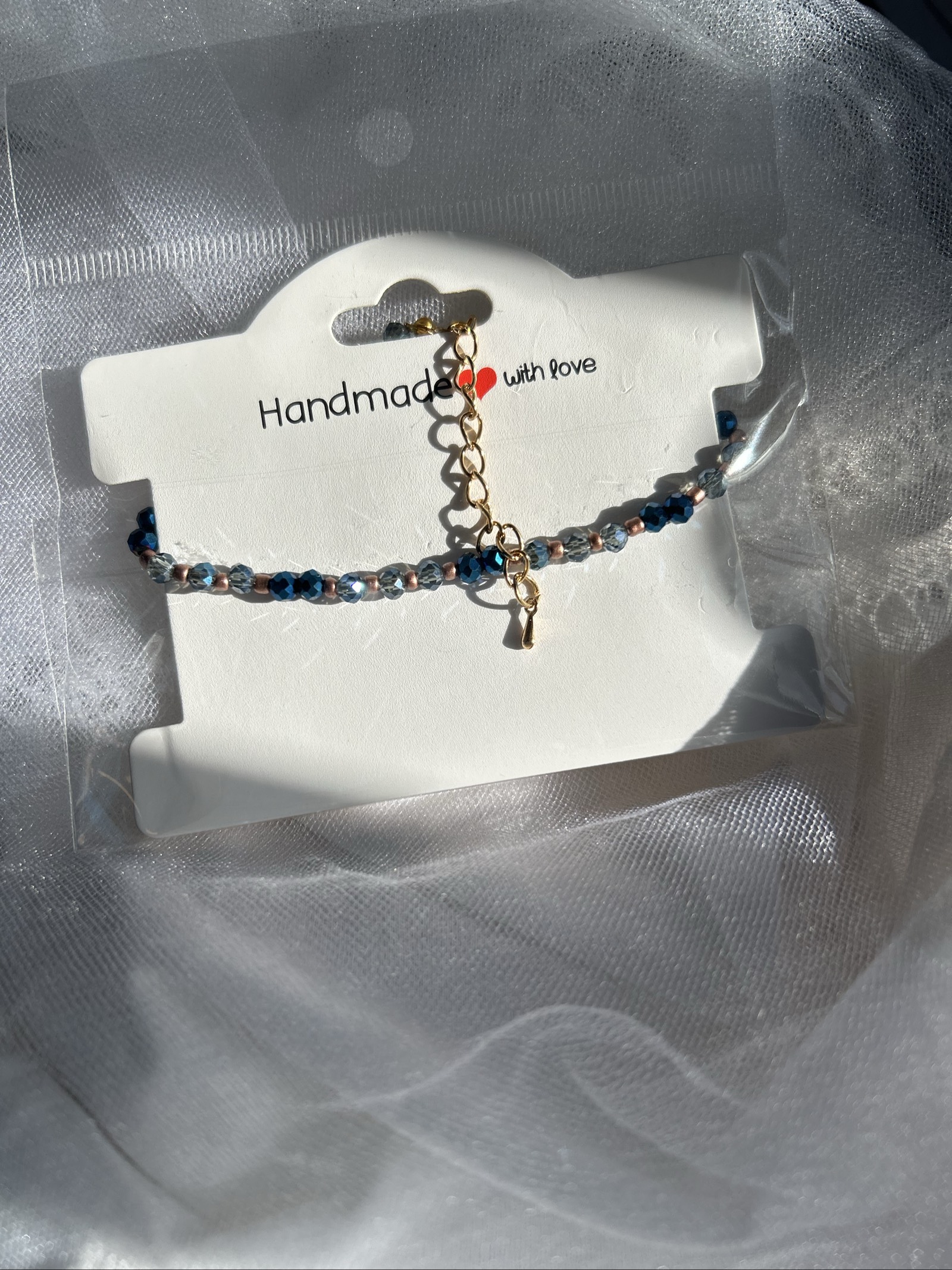 Hand made Bracelet artisanal en perles bleues