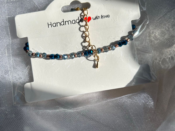 Hand made Bracelet artisanal en perles bleues