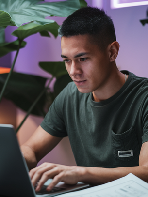 Man am Laptop und macht OSINT Recherche