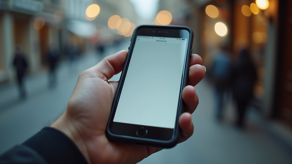 High angle view of a smartphone displaying a well-designed web interface