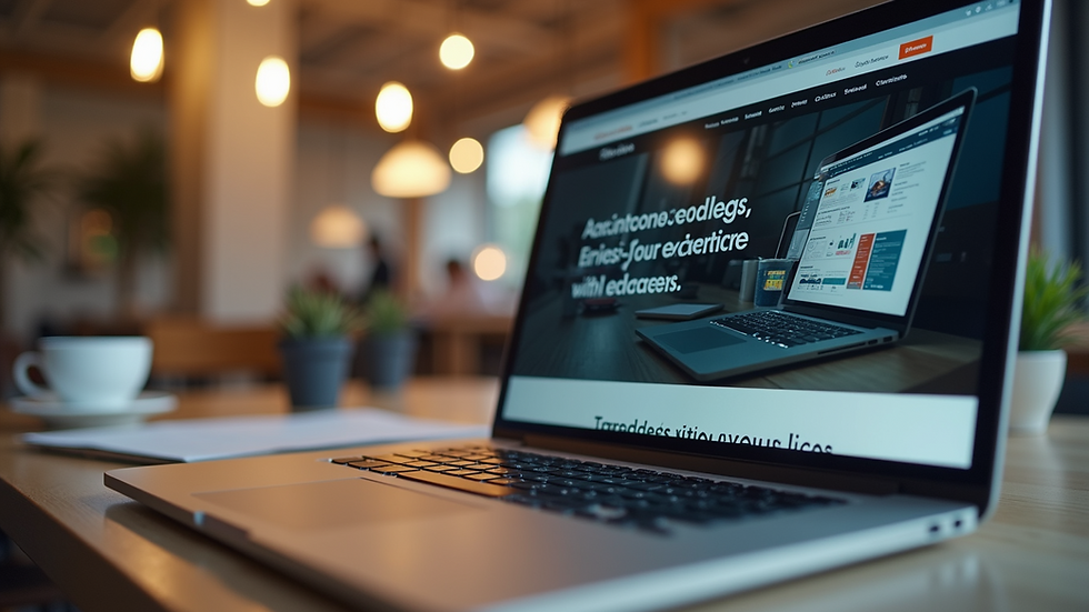 Eye-level view of a laptop showcasing a website design process