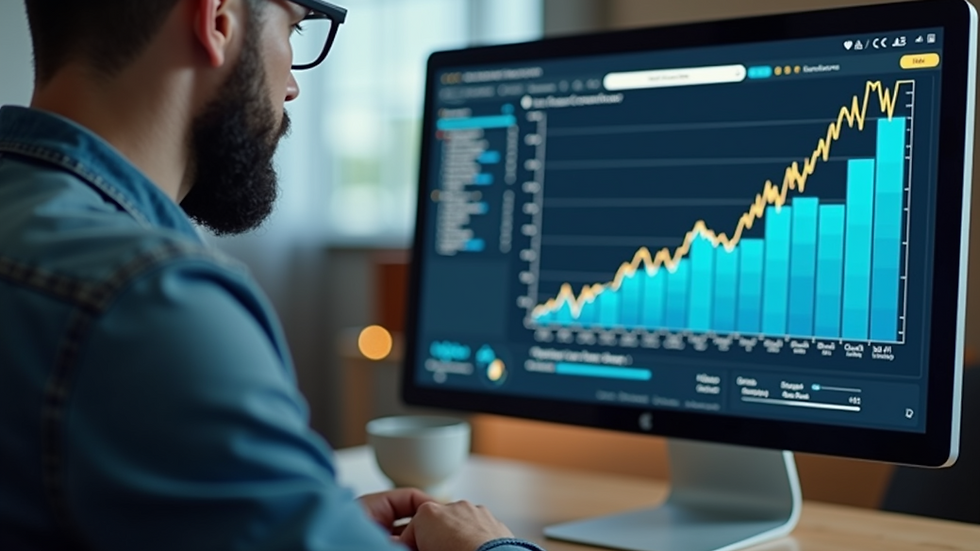 Eye-level view of a person analyzing SEO data on a computer